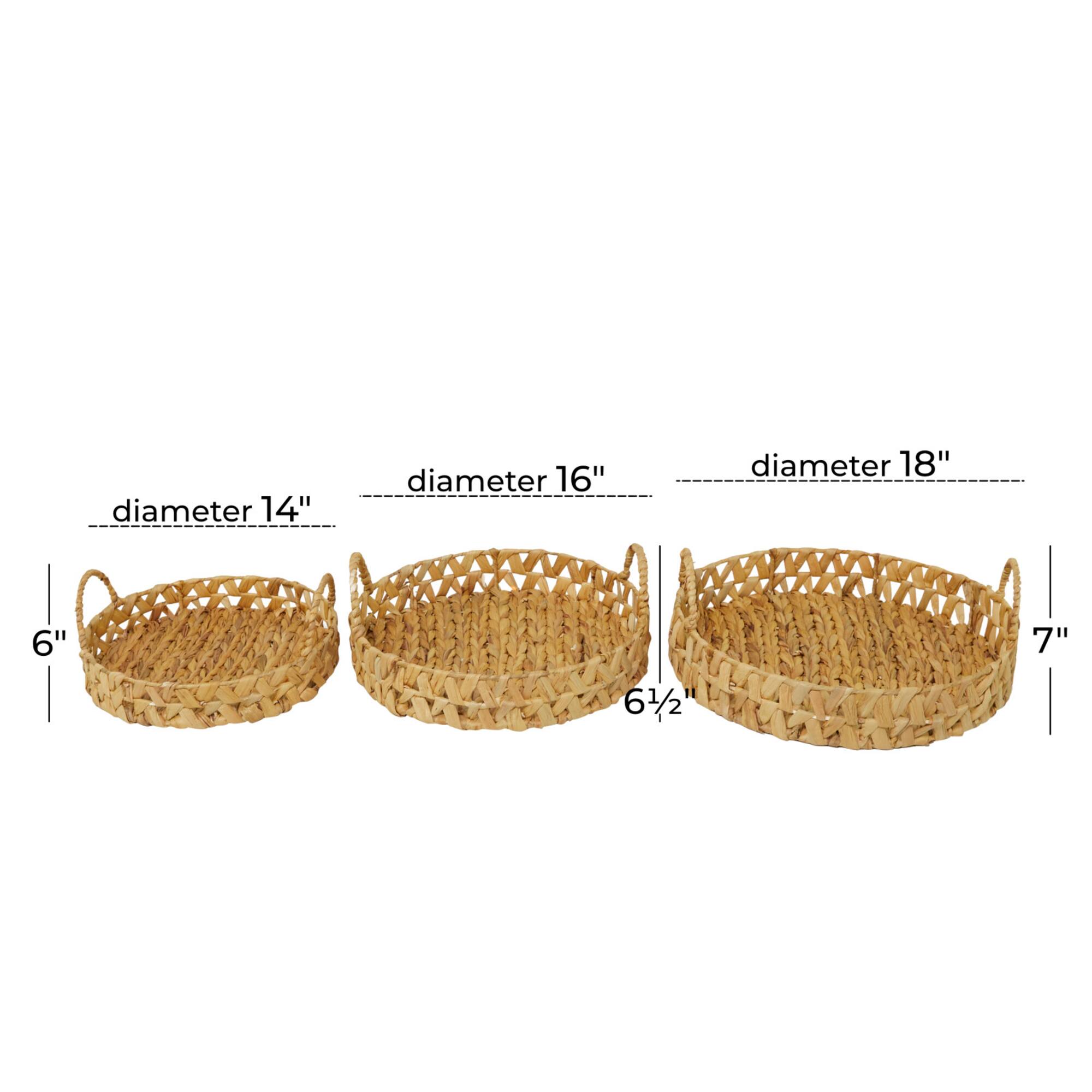 Brown Seagrass Coastal Tray, Set of 3" 19", 16", 14"